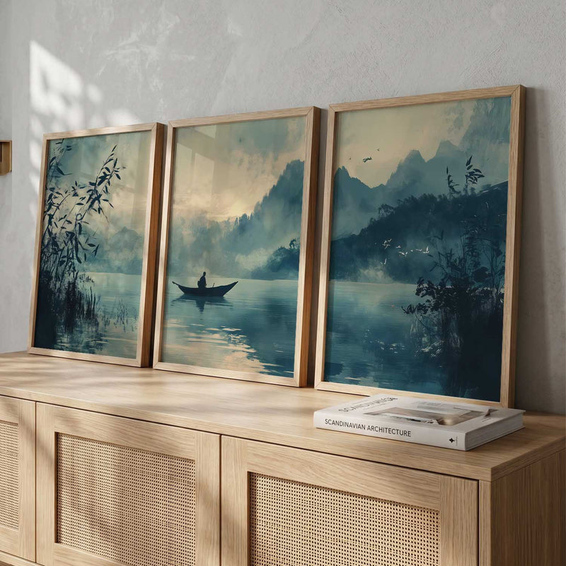 Big Aesthetic Nature Art Wall Framed Posters | Japanese Nature View Framed Poster for Living Room Bedroom Wall Decor