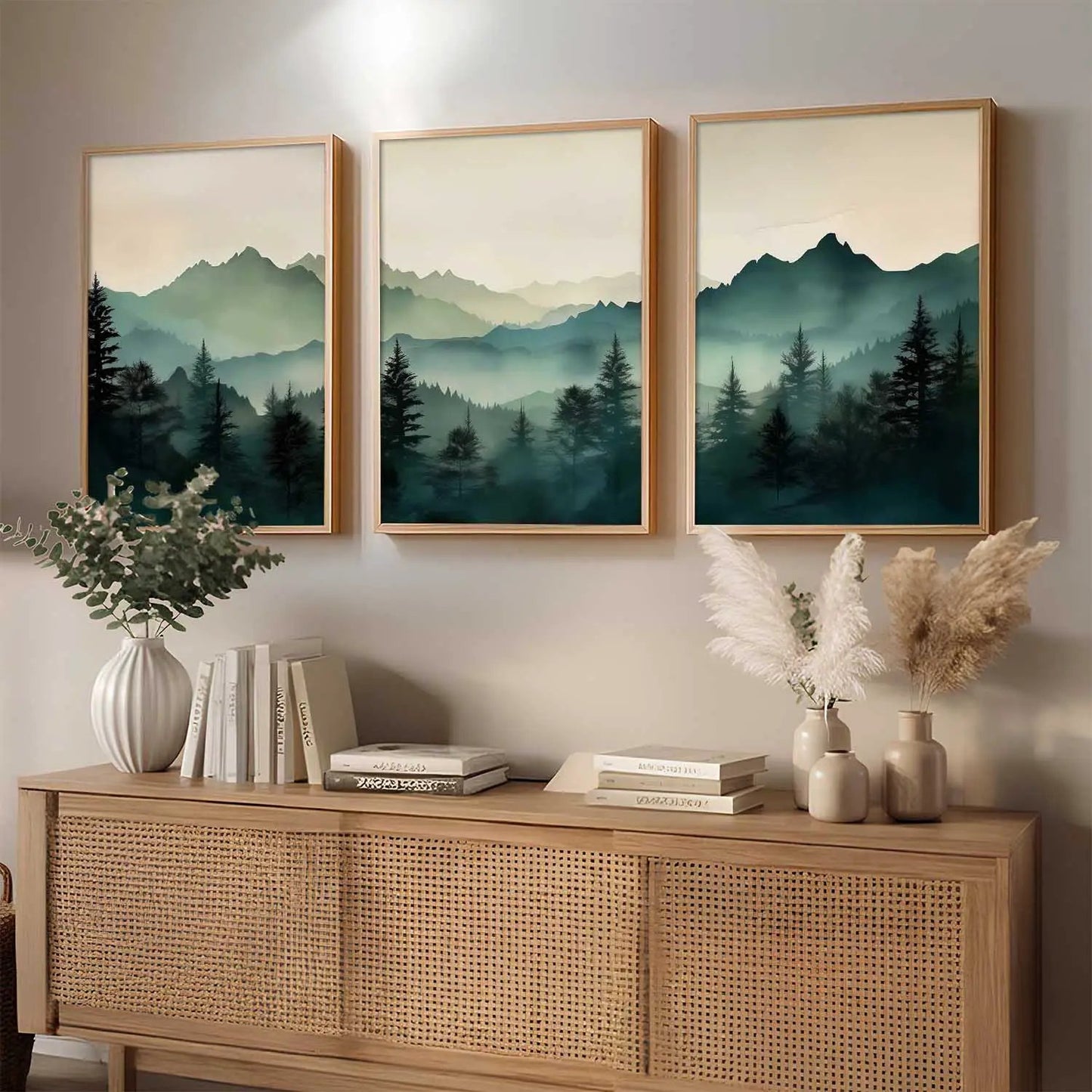 Mountain View Framed Painting | Big Aesthetic Nature Inspired Framed Paintings for Living Room Bedroom Wall Decor