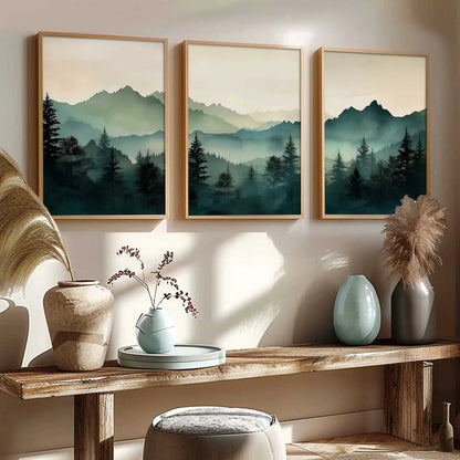 Mountain View Framed Painting | Big Aesthetic Nature Inspired Framed Paintings for Living Room Bedroom Wall Decor
