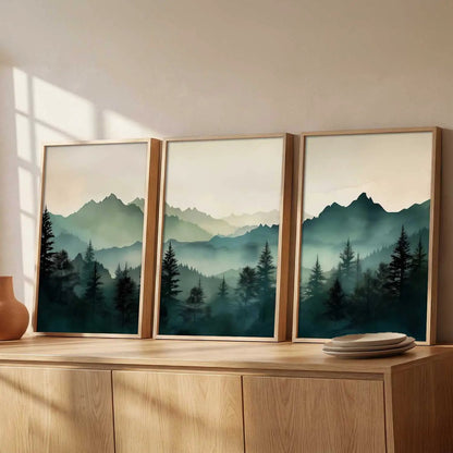 Mountain View Framed Painting | Big Aesthetic Nature Inspired Framed Paintings for Living Room Bedroom Wall Decor