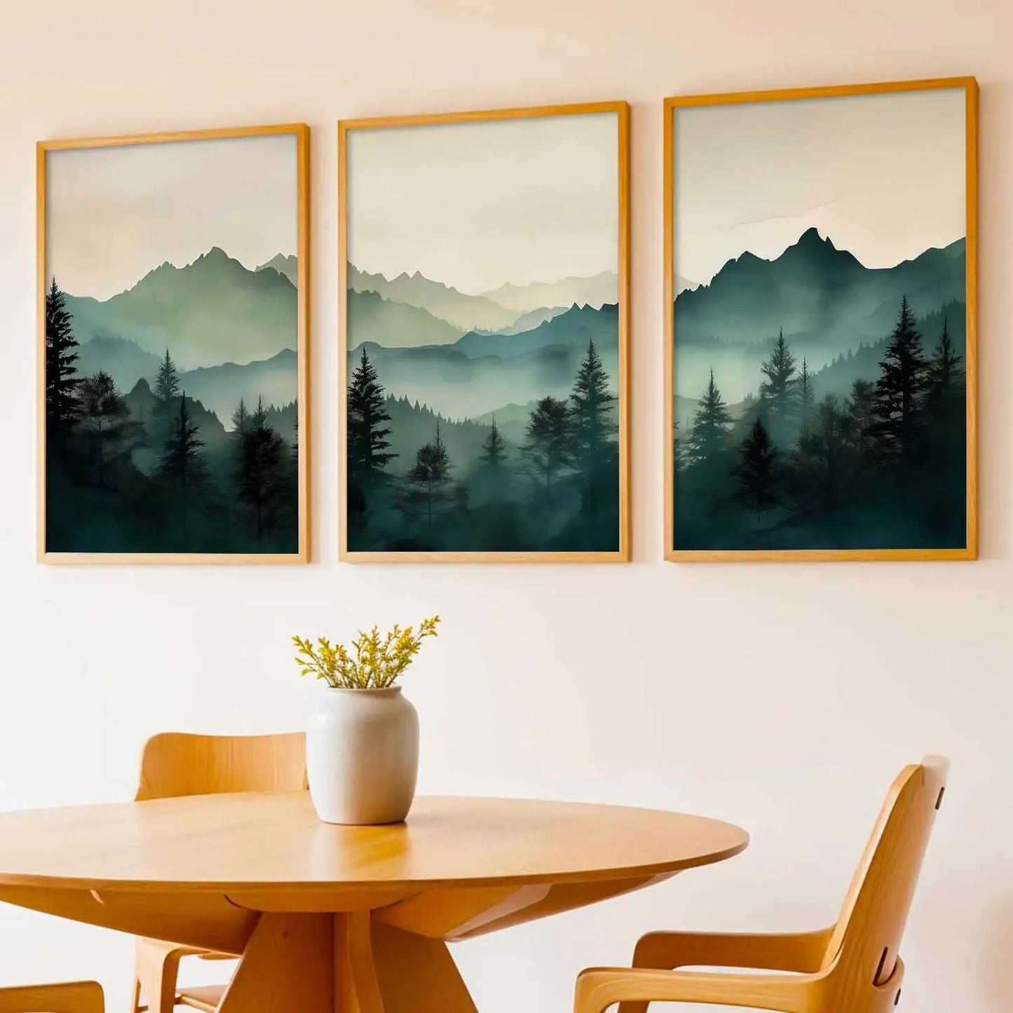 Mountain View Framed Painting | Big Aesthetic Nature Inspired Framed Paintings for Living Room Bedroom Wall Decor