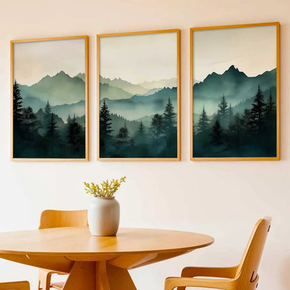 Mountain View Framed Painting | Big Aesthetic Nature Inspired Framed Paintings for Living Room Bedroom Wall Decor