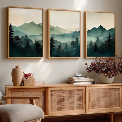 Mountain View Framed Painting | Big Aesthetic Nature Inspired Framed Paintings for Living Room Bedroom Wall Decor