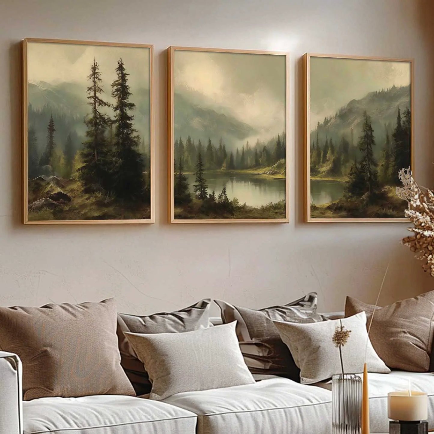Big Aesthetic Mountains View Wall Art Paintings | Lake View Framed Painting | Nature Art Vastu Frames for Living Room Bedroom Wall Decor