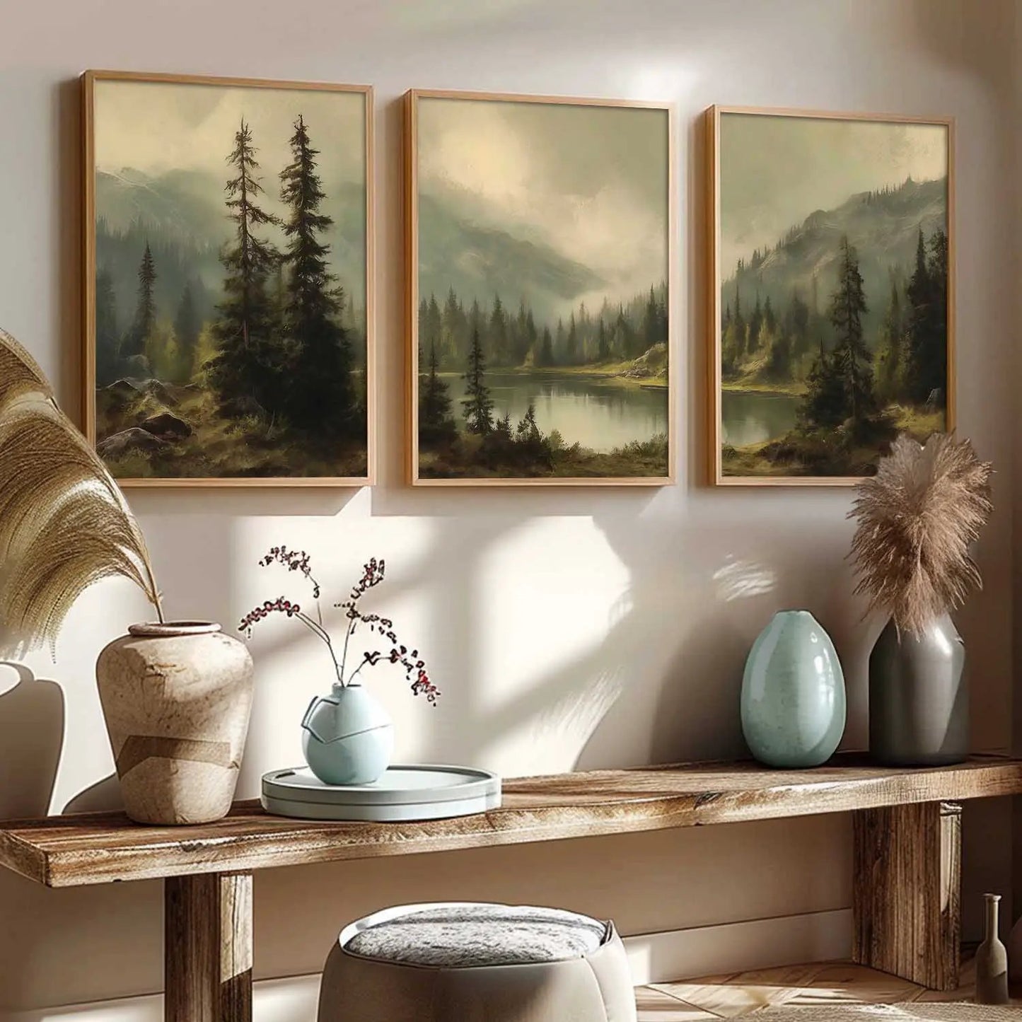 Big Aesthetic Mountains View Wall Art Paintings | Lake View Framed Painting | Nature Art Vastu Frames for Living Room Bedroom Wall Decor