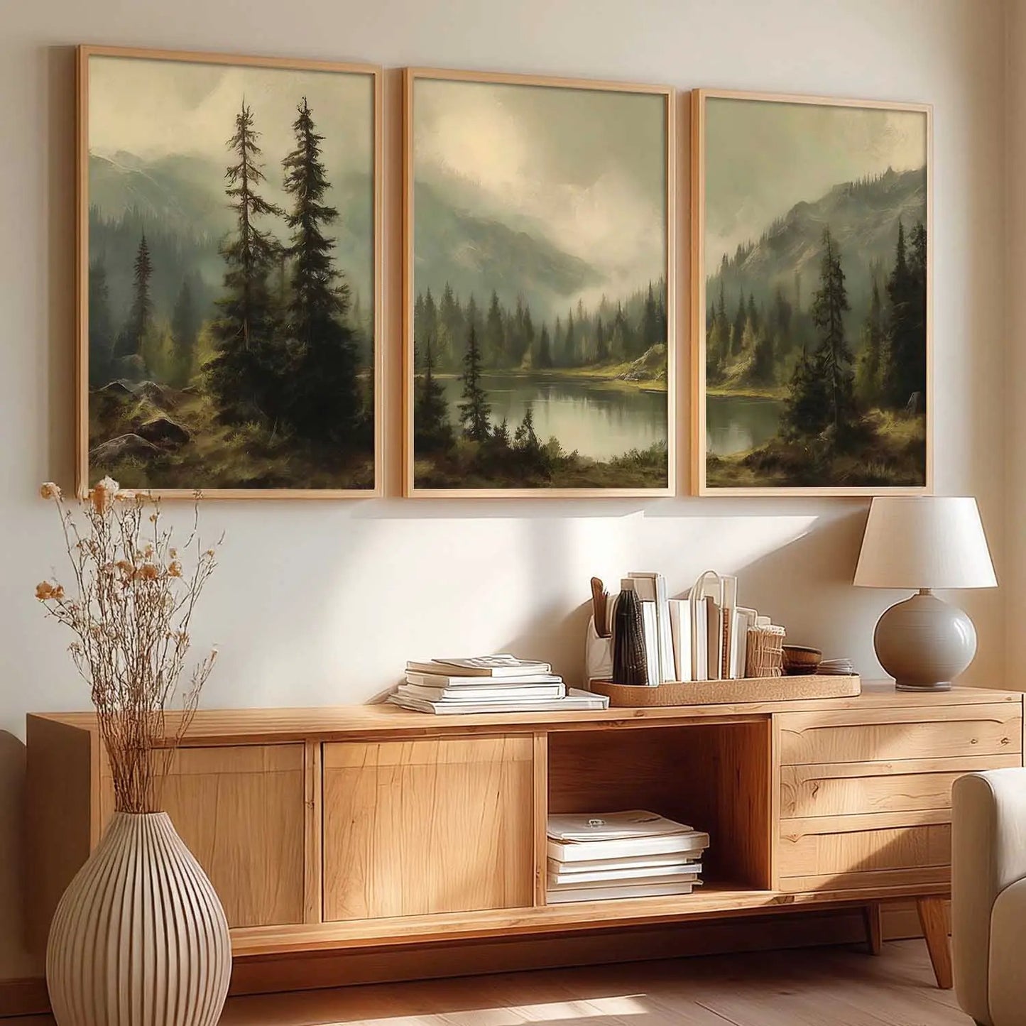 Big Aesthetic Mountains View Wall Art Paintings | Lake View Framed Painting | Nature Art Vastu Frames for Living Room Bedroom Wall Decor