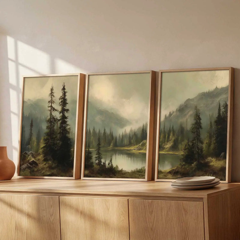 Big Aesthetic Mountains View Wall Art Paintings | Lake View Framed Painting | Nature Art Vastu Frames for Living Room Bedroom Wall Decor