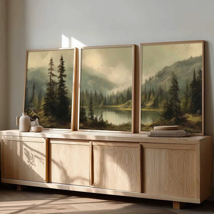 Big Aesthetic Mountains View Wall Art Paintings | Lake View Framed Painting | Nature Art Vastu Frames for Living Room Bedroom Wall Decor