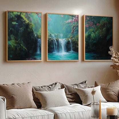 Abstract Nature Art Framed Paintings | Big Aesthetic Waterfall View Painting | Vastu Frames for Bedroom Living Room Wall Decor