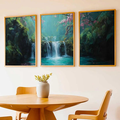 Abstract Nature Art Framed Paintings | Big Aesthetic Waterfall View Painting | Vastu Frames for Bedroom Living Room Wall Decor