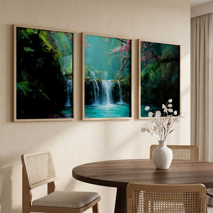 Abstract Nature Art Framed Paintings | Big Aesthetic Waterfall View Painting | Vastu Frames for Bedroom Living Room Wall Decor