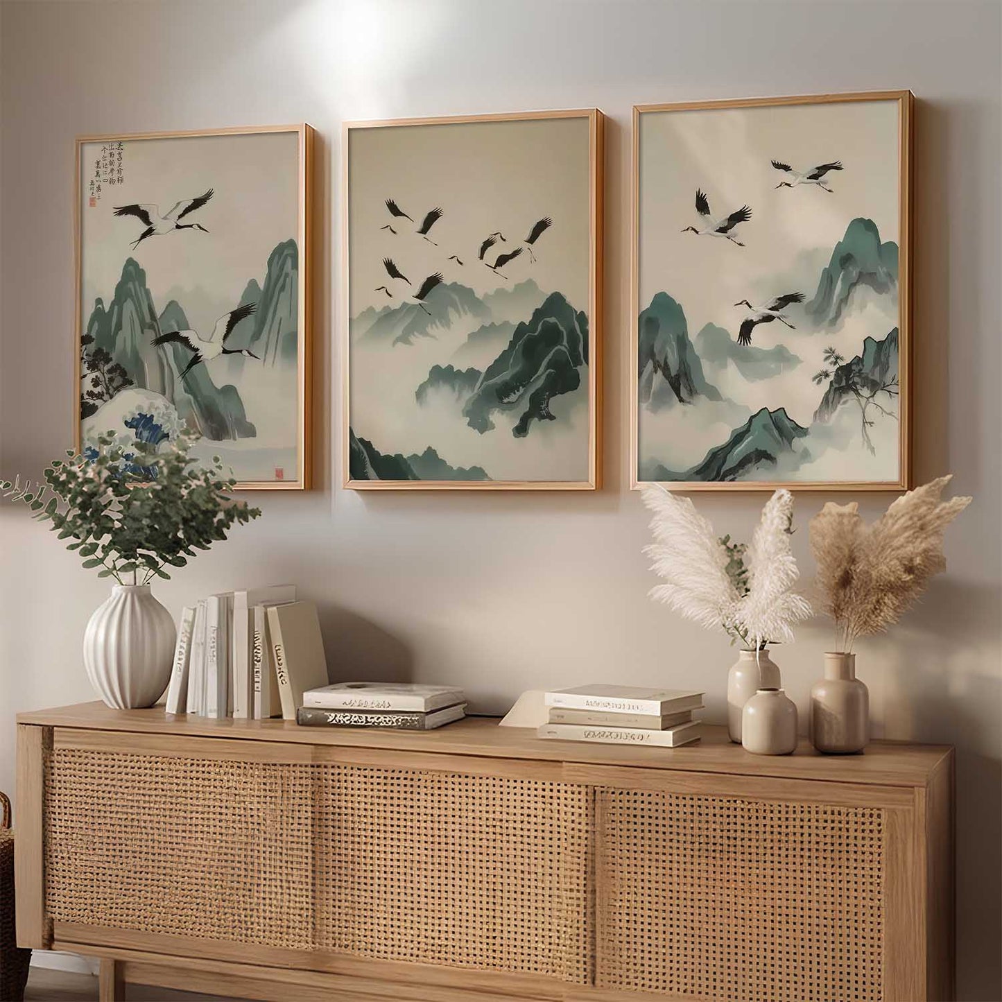 Japanese Nature Art View Framed Poster | Big Aesthetic Nature Art Wall Framed Posters for Living Room Bedroom Wall Decor