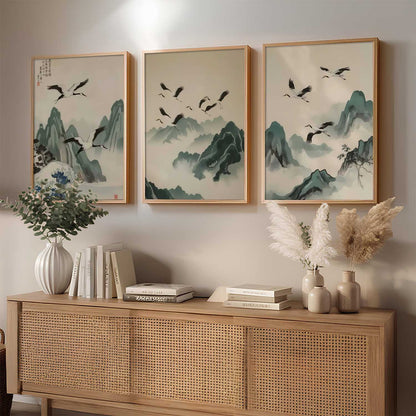 Japanese Nature Art View Framed Poster | Big Aesthetic Nature Art Wall Framed Posters for Living Room Bedroom Wall Decor