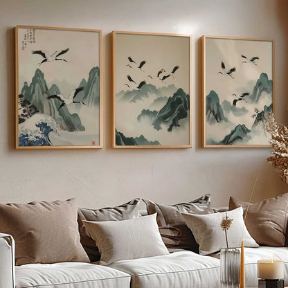 Japanese Nature Art View Framed Poster | Big Aesthetic Nature Art Wall Framed Posters for Living Room Bedroom Wall Decor