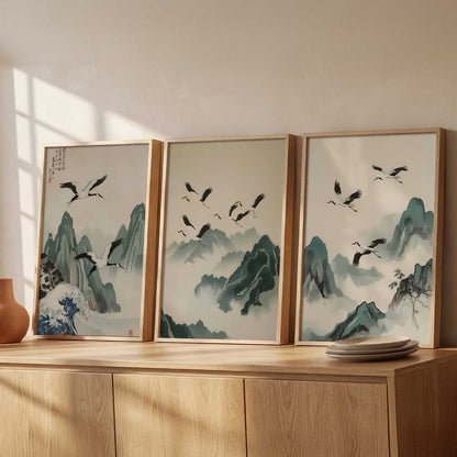 Japanese Nature Art View Framed Poster | Big Aesthetic Nature Art Wall Framed Posters for Living Room Bedroom Wall Decor