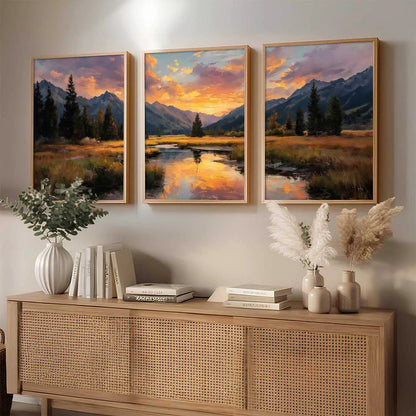 Big Aesthetic Sunset View Wall Art Paintings | Flowers Landscape Framed Painting | Vastu Frames for Living Room Bedroom Wall Decor