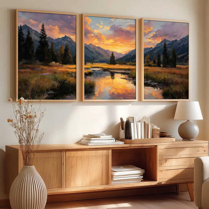 Big Aesthetic Sunset View Wall Art Paintings | Flowers Landscape Framed Painting | Vastu Frames for Living Room Bedroom Wall Decor
