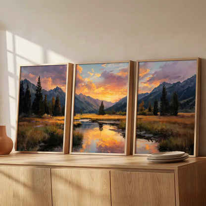 Big Aesthetic Sunset View Wall Art Paintings | Flowers Landscape Framed Painting | Vastu Frames for Living Room Bedroom Wall Decor
