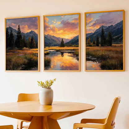 Big Aesthetic Sunset View Wall Art Paintings | Flowers Landscape Framed Painting | Vastu Frames for Living Room Bedroom Wall Decor