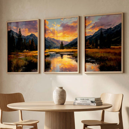 Big Aesthetic Sunset View Wall Art Paintings | Flowers Landscape Framed Painting | Vastu Frames for Living Room Bedroom Wall Decor