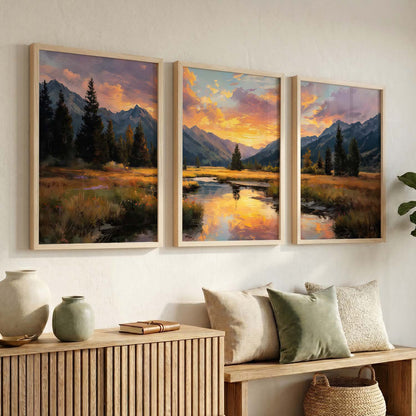 Big Aesthetic Sunset View Wall Art Paintings | Flowers Landscape Framed Painting | Vastu Frames for Living Room Bedroom Wall Decor