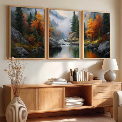 Big Aesthetic Mountains View Wall Art Paintings | River View Framed Painting | Nature Art Vastu Frames for Living Room Bedroom Wall Decor