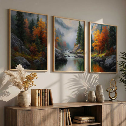Big Aesthetic Mountains View Wall Art Paintings | River View Framed Painting | Nature Art Vastu Frames for Living Room Bedroom Wall Decor