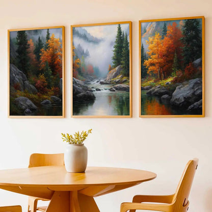 Big Aesthetic Mountains View Wall Art Paintings | River View Framed Painting | Nature Art Vastu Frames for Living Room Bedroom Wall Decor