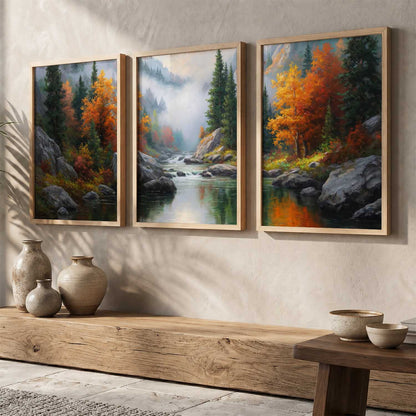 Big Aesthetic Mountains View Wall Art Paintings | River View Framed Painting | Nature Art Vastu Frames for Living Room Bedroom Wall Decor