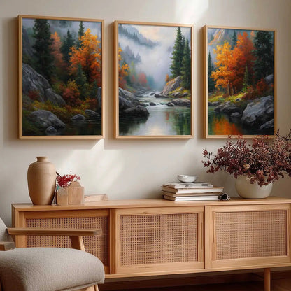 Big Aesthetic Mountains View Wall Art Paintings | River View Framed Painting | Nature Art Vastu Frames for Living Room Bedroom Wall Decor