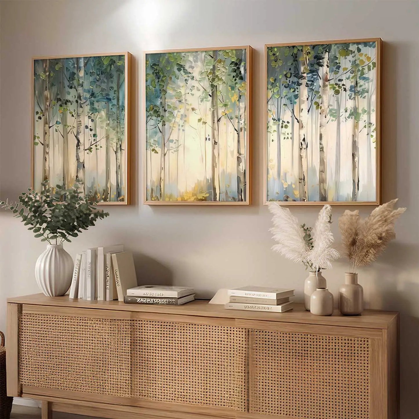 Abstract Nature Art Framed Paintings | Big Aesthetic Forest View Painting | Vastu Frames for Bedroom Living Room Wall Decor