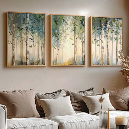 Abstract Nature Art Framed Paintings | Big Aesthetic Forest View Painting | Vastu Frames for Bedroom Living Room Wall Decor