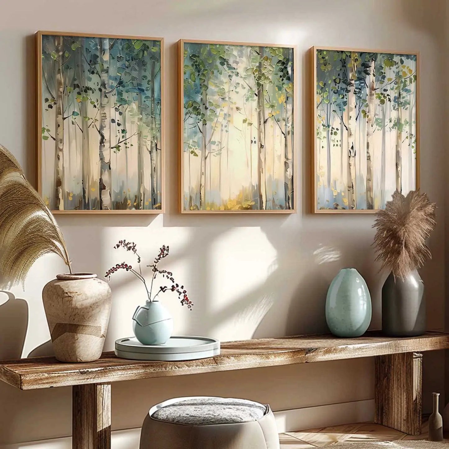 Abstract Nature Art Framed Paintings | Big Aesthetic Forest View Painting | Vastu Frames for Bedroom Living Room Wall Decor