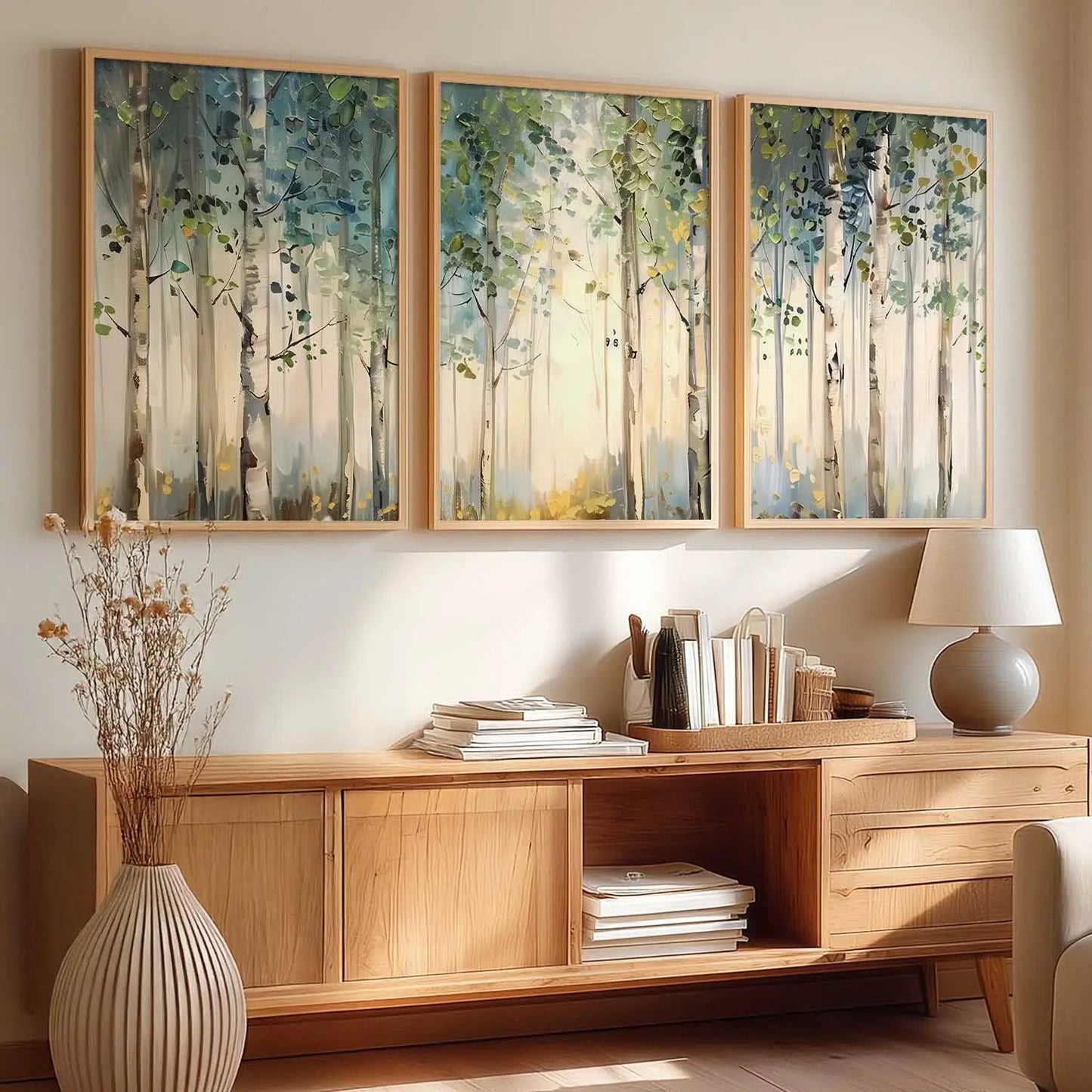 Abstract Nature Art Framed Paintings | Big Aesthetic Forest View Painting | Vastu Frames for Bedroom Living Room Wall Decor