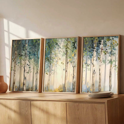 Abstract Nature Art Framed Paintings | Big Aesthetic Forest View Painting | Vastu Frames for Bedroom Living Room Wall Decor