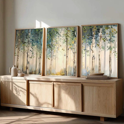 Abstract Nature Art Framed Paintings | Big Aesthetic Forest View Painting | Vastu Frames for Bedroom Living Room Wall Decor