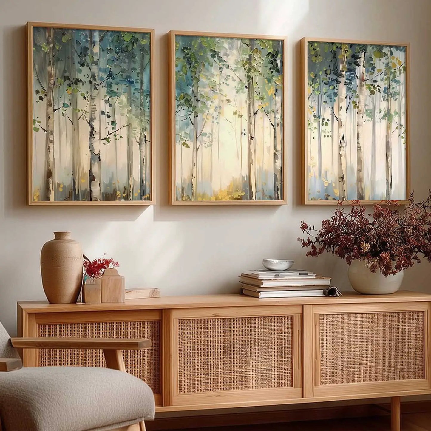 Abstract Nature Art Framed Paintings | Big Aesthetic Forest View Painting | Vastu Frames for Bedroom Living Room Wall Decor