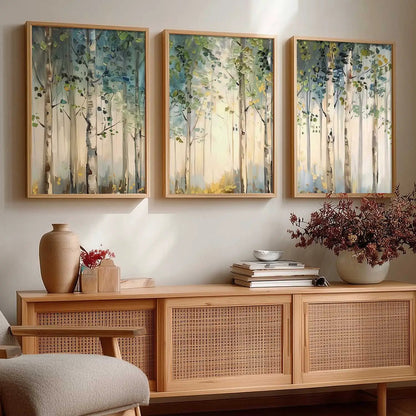 Abstract Nature Art Framed Paintings | Big Aesthetic Forest View Painting | Vastu Frames for Bedroom Living Room Wall Decor