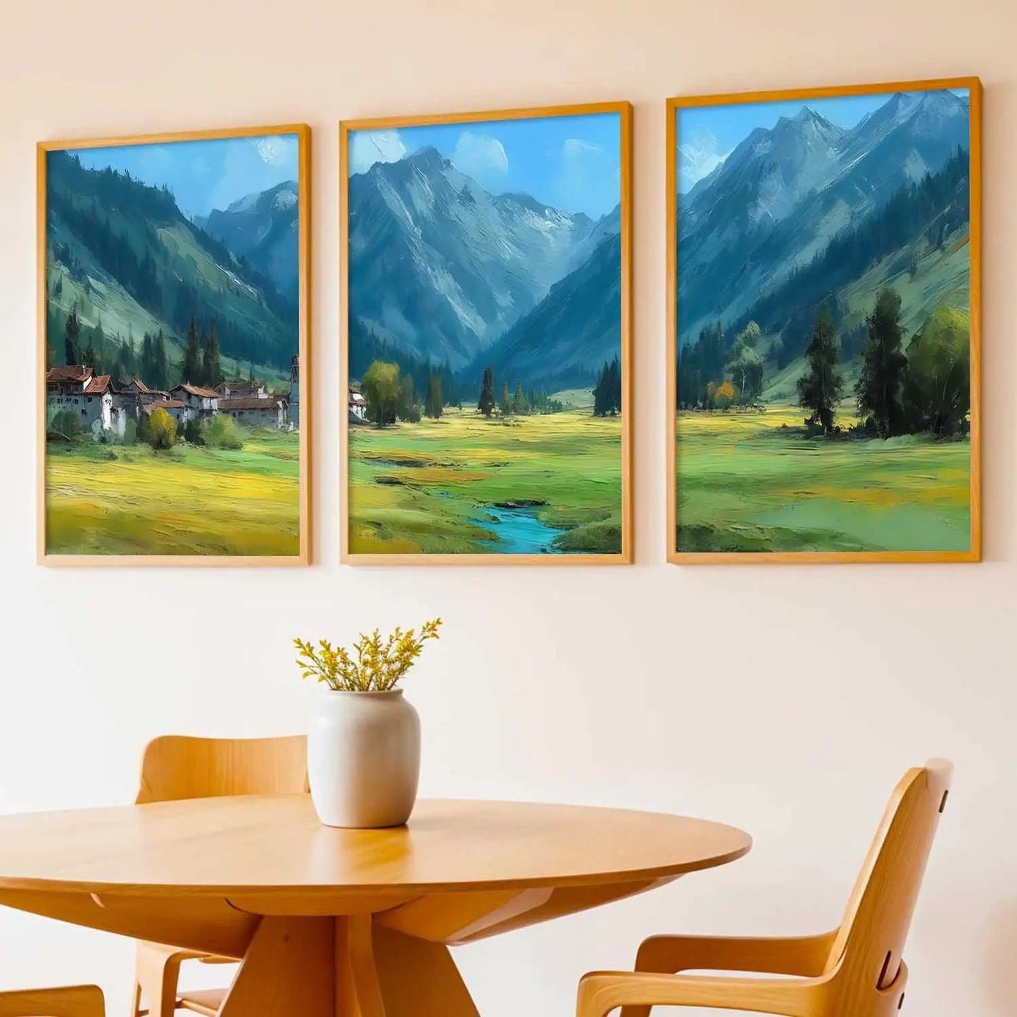 Abstract Nature Art Framed Paintings | Big Aesthetic Mountains View Painting | Vastu Frames for Bedroom Living Room Wall Decor