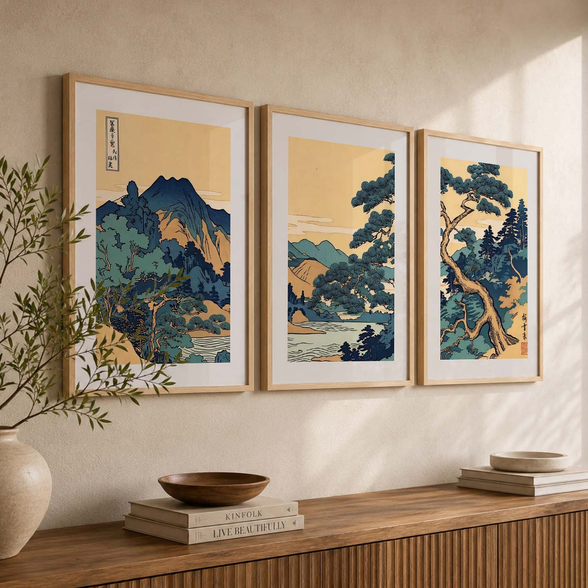 Japanese Nature Art View Framed Poster | Big Aesthetic Nature Art Wall Framed Posters for Living Room Bedroom Wall Decor