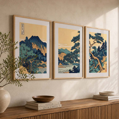 Japanese Nature Art View Framed Poster | Big Aesthetic Nature Art Wall Framed Posters for Living Room Bedroom Wall Decor