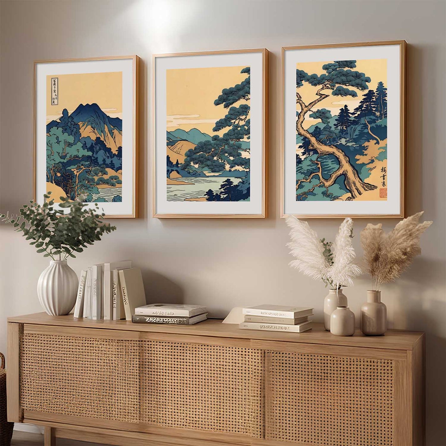 Japanese Nature Art View Framed Poster | Big Aesthetic Nature Art Wall Framed Posters for Living Room Bedroom Wall Decor