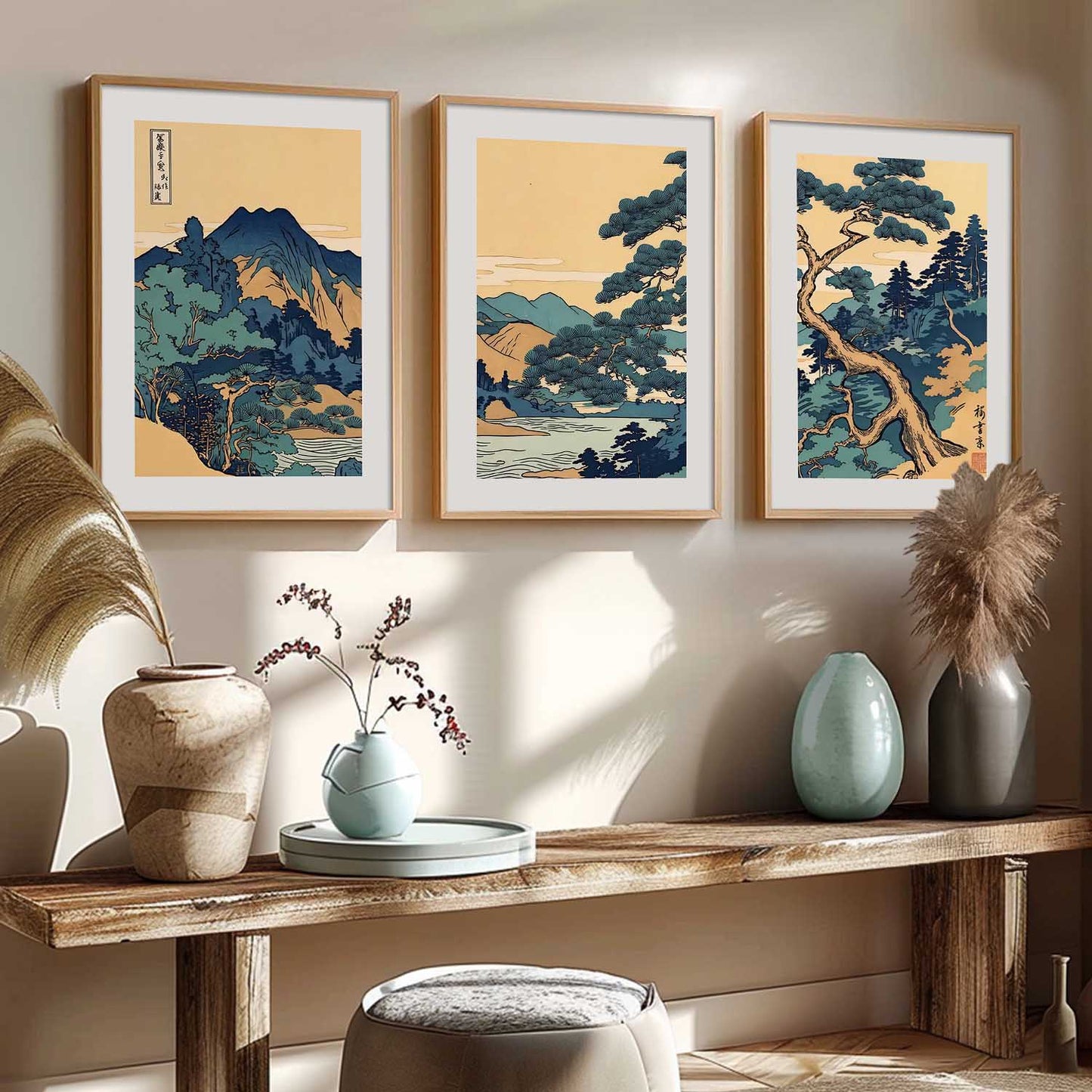 Japanese Nature Art View Framed Poster | Big Aesthetic Nature Art Wall Framed Posters for Living Room Bedroom Wall Decor