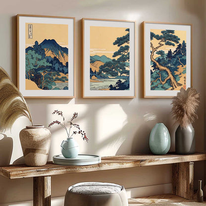 Japanese Nature Art View Framed Poster | Big Aesthetic Nature Art Wall Framed Posters for Living Room Bedroom Wall Decor