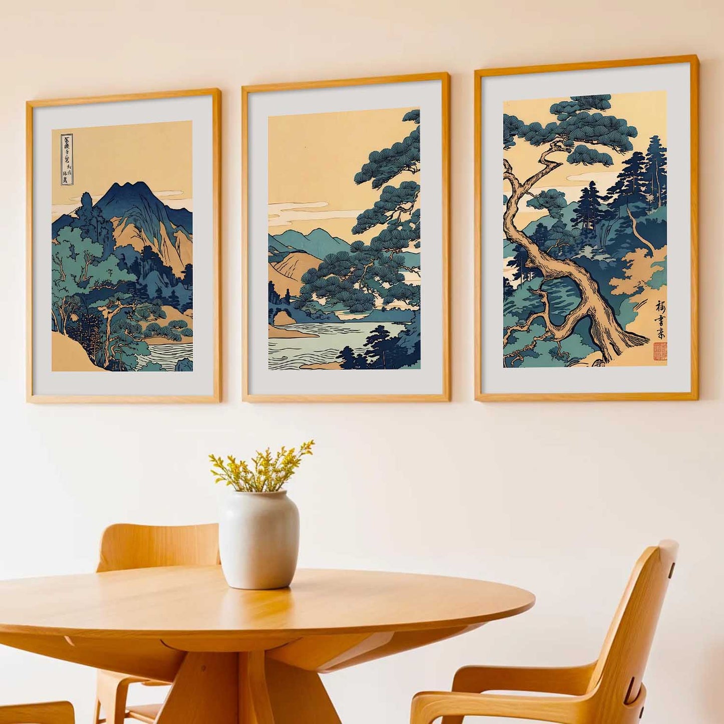 Japanese Nature Art View Framed Poster | Big Aesthetic Nature Art Wall Framed Posters for Living Room Bedroom Wall Decor