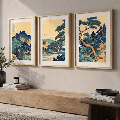 Japanese Nature Art View Framed Poster | Big Aesthetic Nature Art Wall Framed Posters for Living Room Bedroom Wall Decor