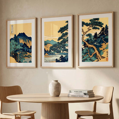 Japanese Nature Art View Framed Poster | Big Aesthetic Nature Art Wall Framed Posters for Living Room Bedroom Wall Decor