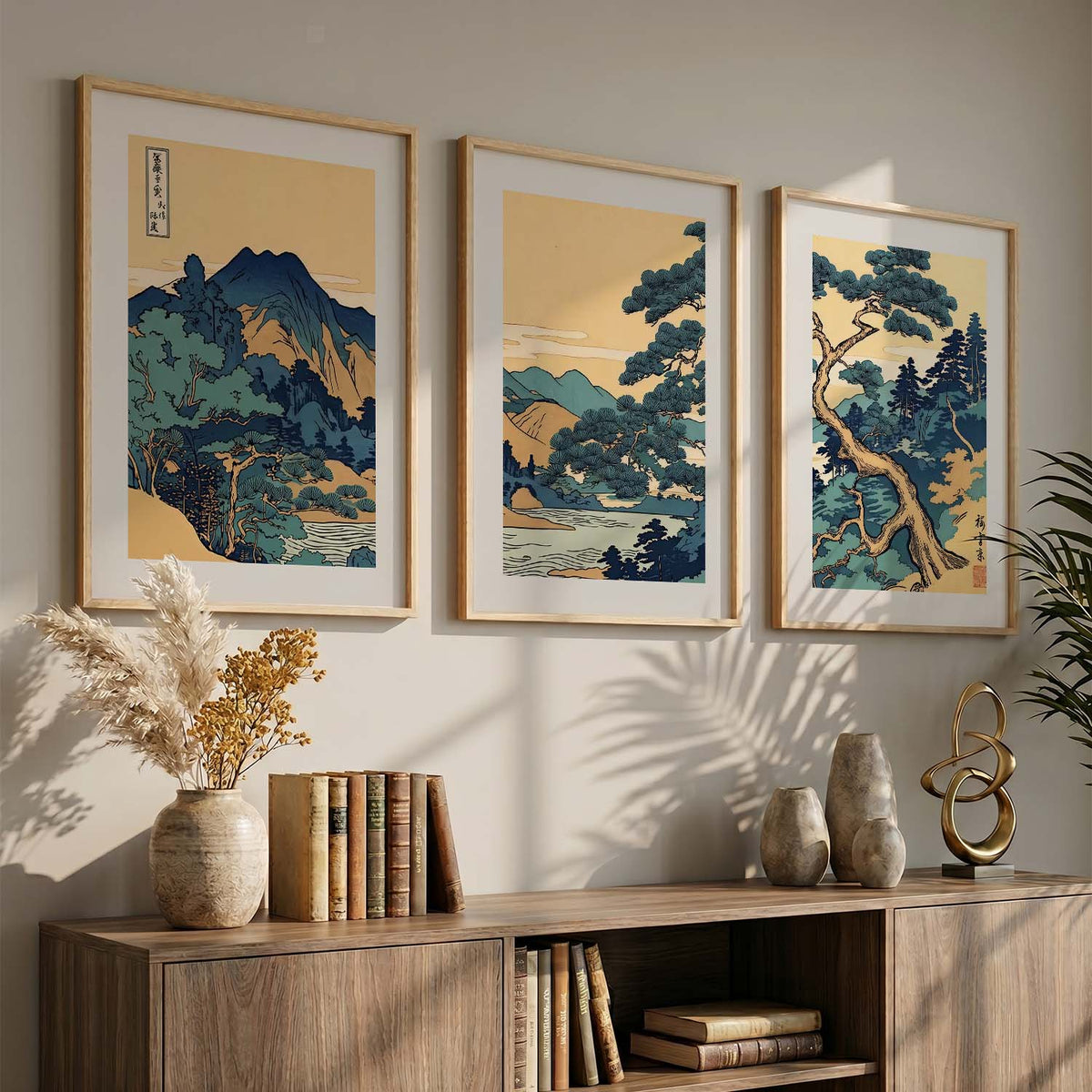 Japanese Nature Art View Framed Poster | Big Aesthetic Nature Art Wall Framed Posters for Living Room Bedroom Wall Decor