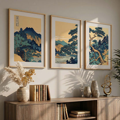 Japanese Nature Art View Framed Poster | Big Aesthetic Nature Art Wall Framed Posters for Living Room Bedroom Wall Decor