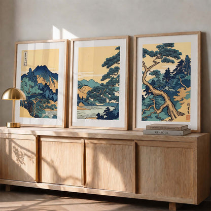Japanese Nature Art View Framed Poster | Big Aesthetic Nature Art Wall Framed Posters for Living Room Bedroom Wall Decor